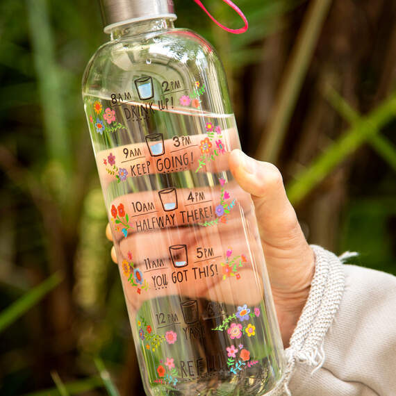 Natural Life Large Floral Glass Large Water Bottle, 32 oz., , large image number 2