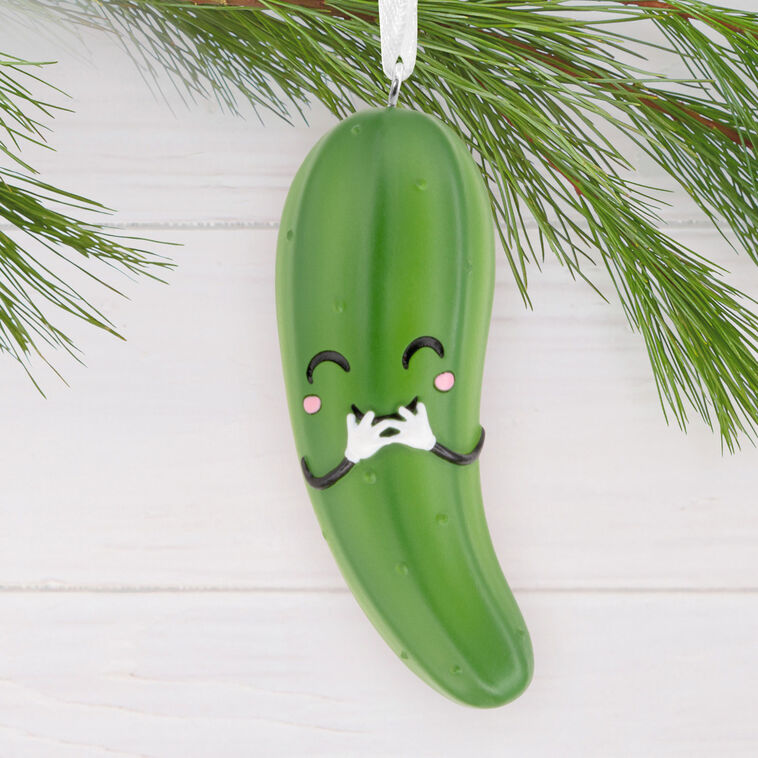 Happy Pickle Christmas Ornament hanging on tree image number 2