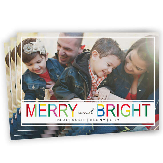Merry and Bright Flat Christmas Photo Card, , large image number 1
