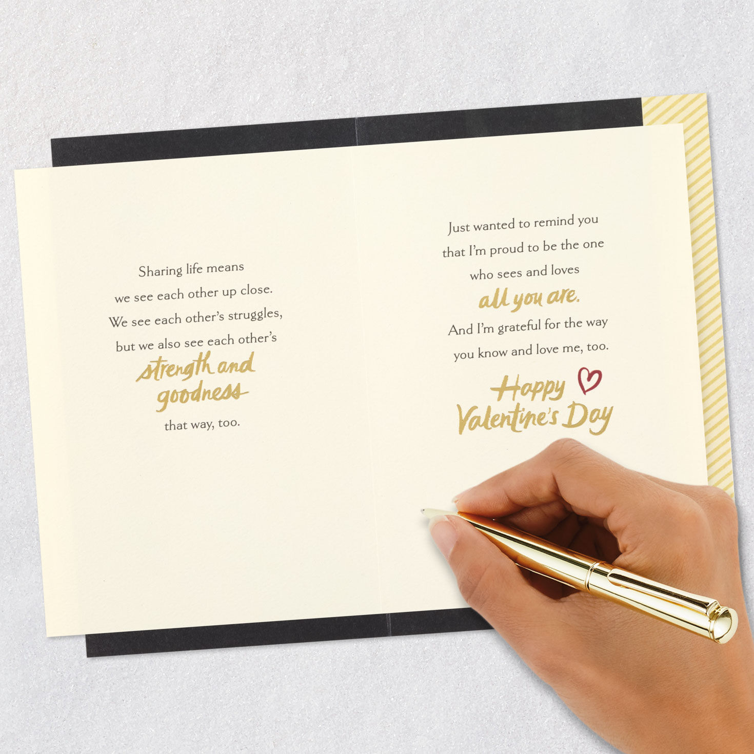 Hearts on Black Valentine's Day Card for Husband Signing card image number 7