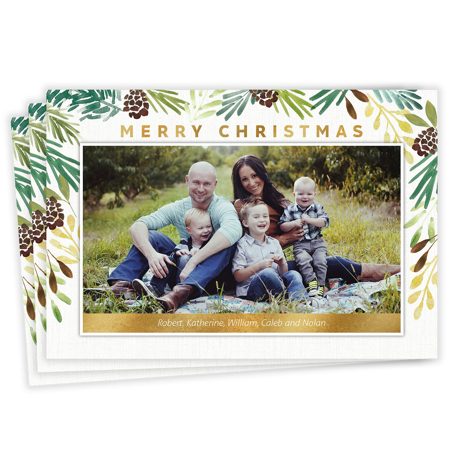 Winter Garland Flat Christmas Photo Card