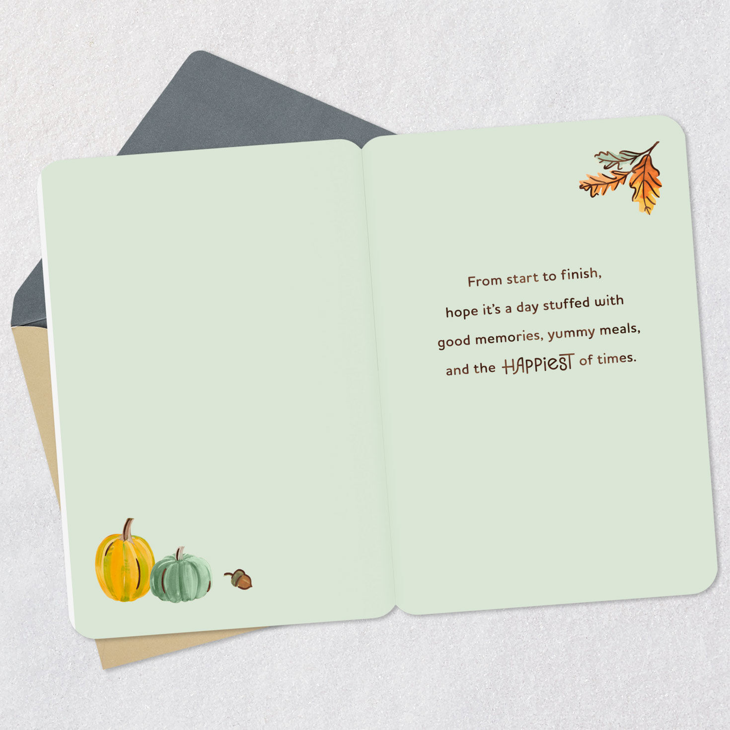 Fun Font Turkey Day Thanksgiving Card Open card with envelope image number 3