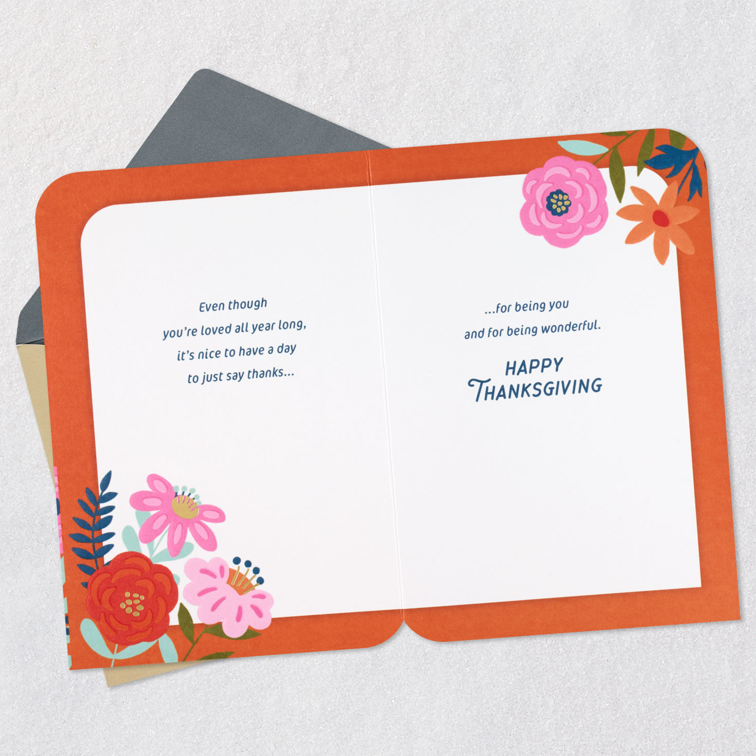 Flowers on Orange Thanksgiving Card for Daughter Open card with envelope image number 4