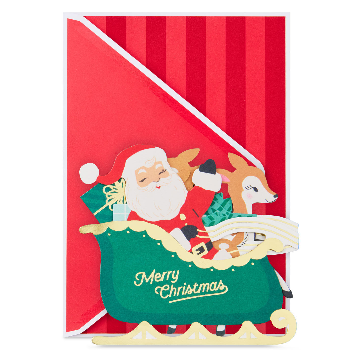 Santa's Sleigh Paper Craft Christmas Card
