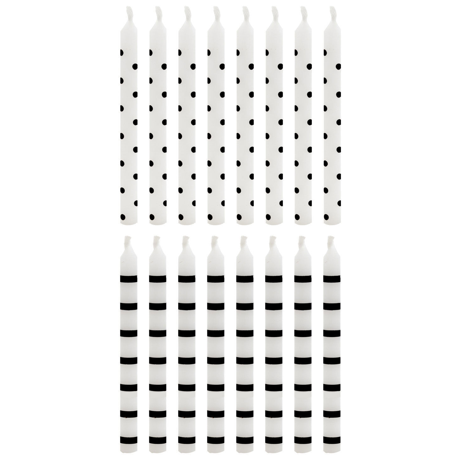Black Dots and Stripes on White Birthday Candles, Set of 16 for only USD 2.99 | Hallmark