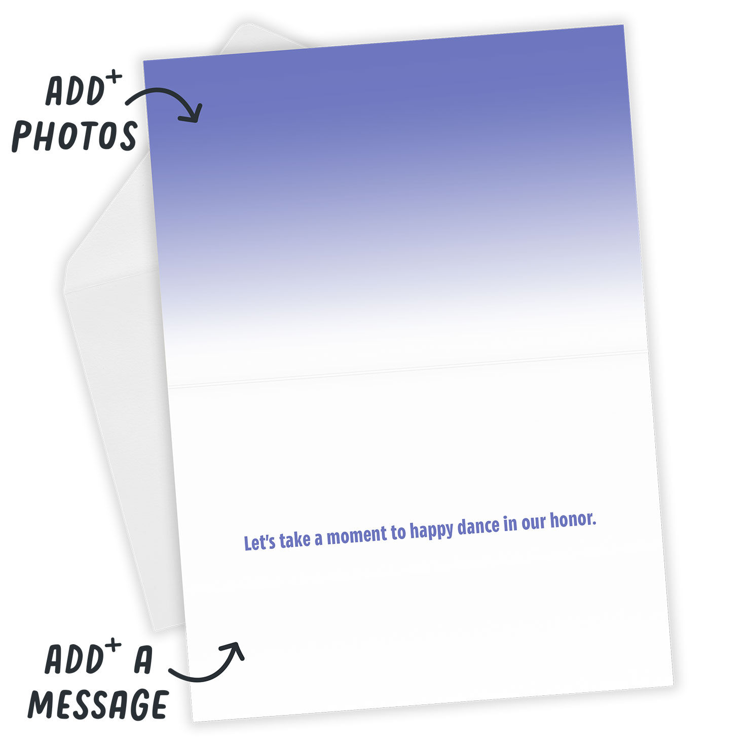 Purple Happy Friendiversary Personalized Card Open Card with Envelope indicating personalization image number 3