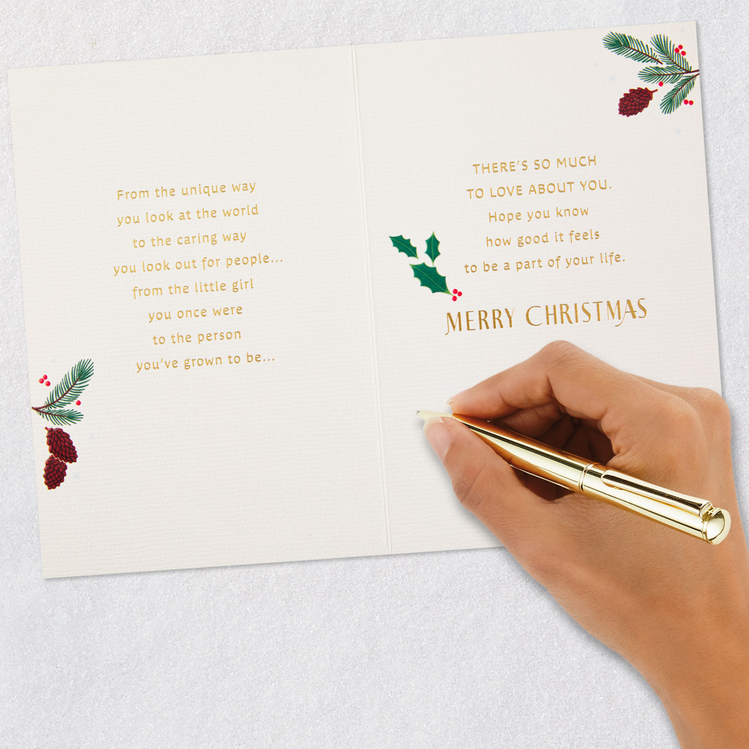 Young Woman Walking Dog Niece Christmas Card signing card image number 8