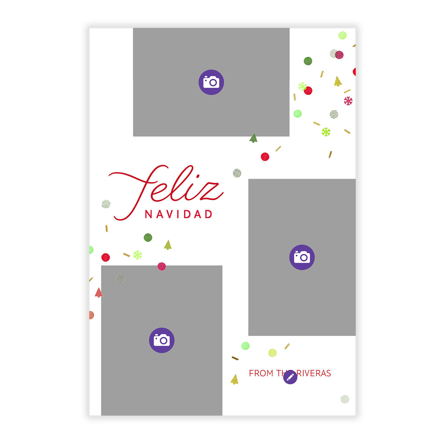 Feliz Navidad Confetti Flat Christmas Photo Card, , large image number 5