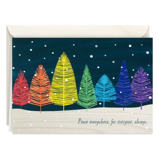 Colorful Trees Peace Everywhere Boxed Holiday Cards, Pack of 16, 