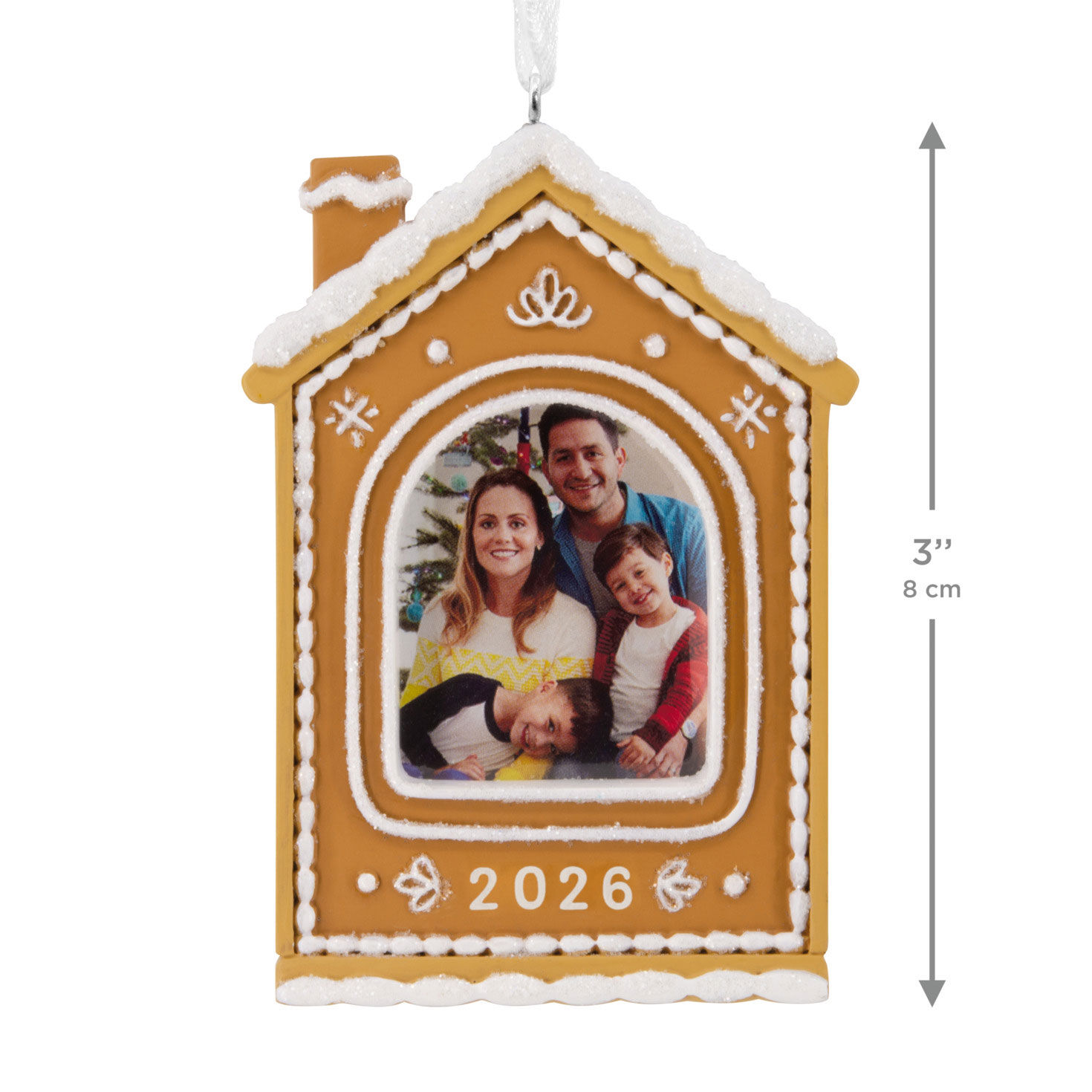 Gingerbread House Photo Frame Christmas Ornament measurement image number 3