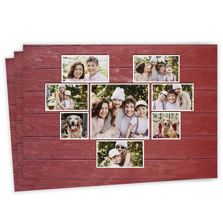 Rustic Heart Collage on Red Flat Photo Card