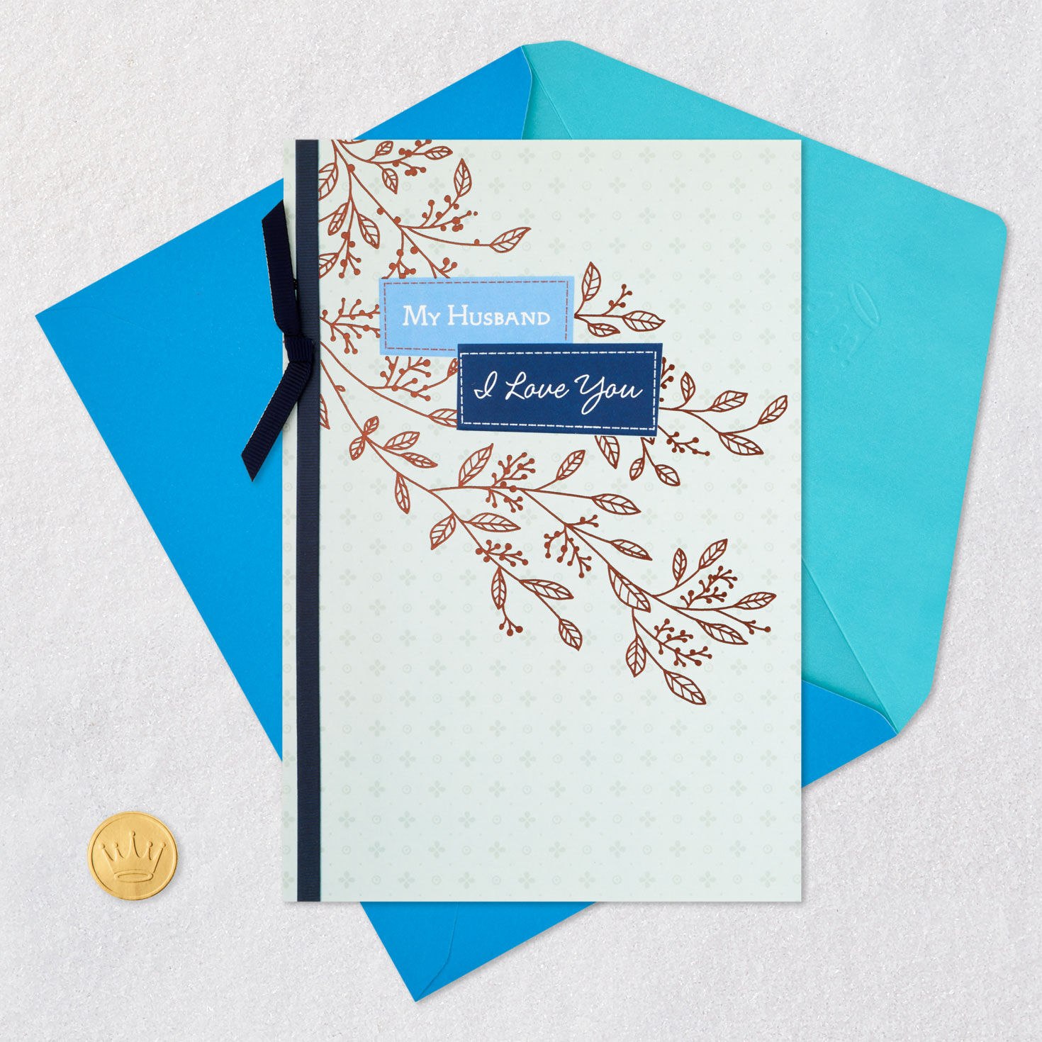 Blue Stitched Accents Father's Day Card Card Front with Envelope and Gold Seal image number 6