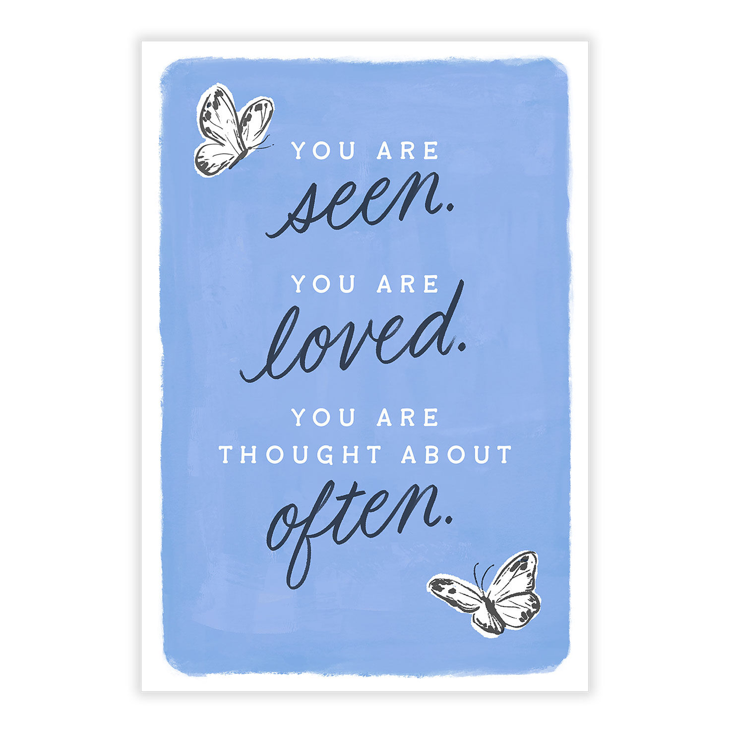 Butterfly Drawings on Blue Personalized Support Card front image number 2