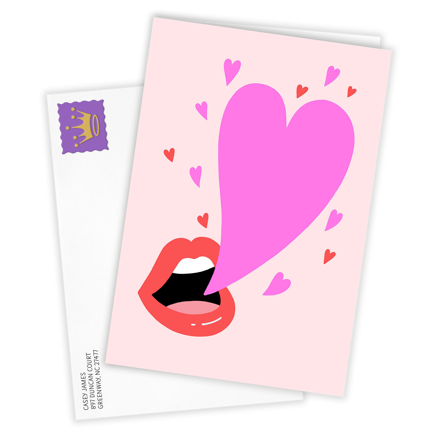 Mouth With Heart Bubble Custom Love Card, , large image number 2