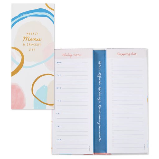Weekly Menu and Grocery List Memo Pad Set in Folio, 