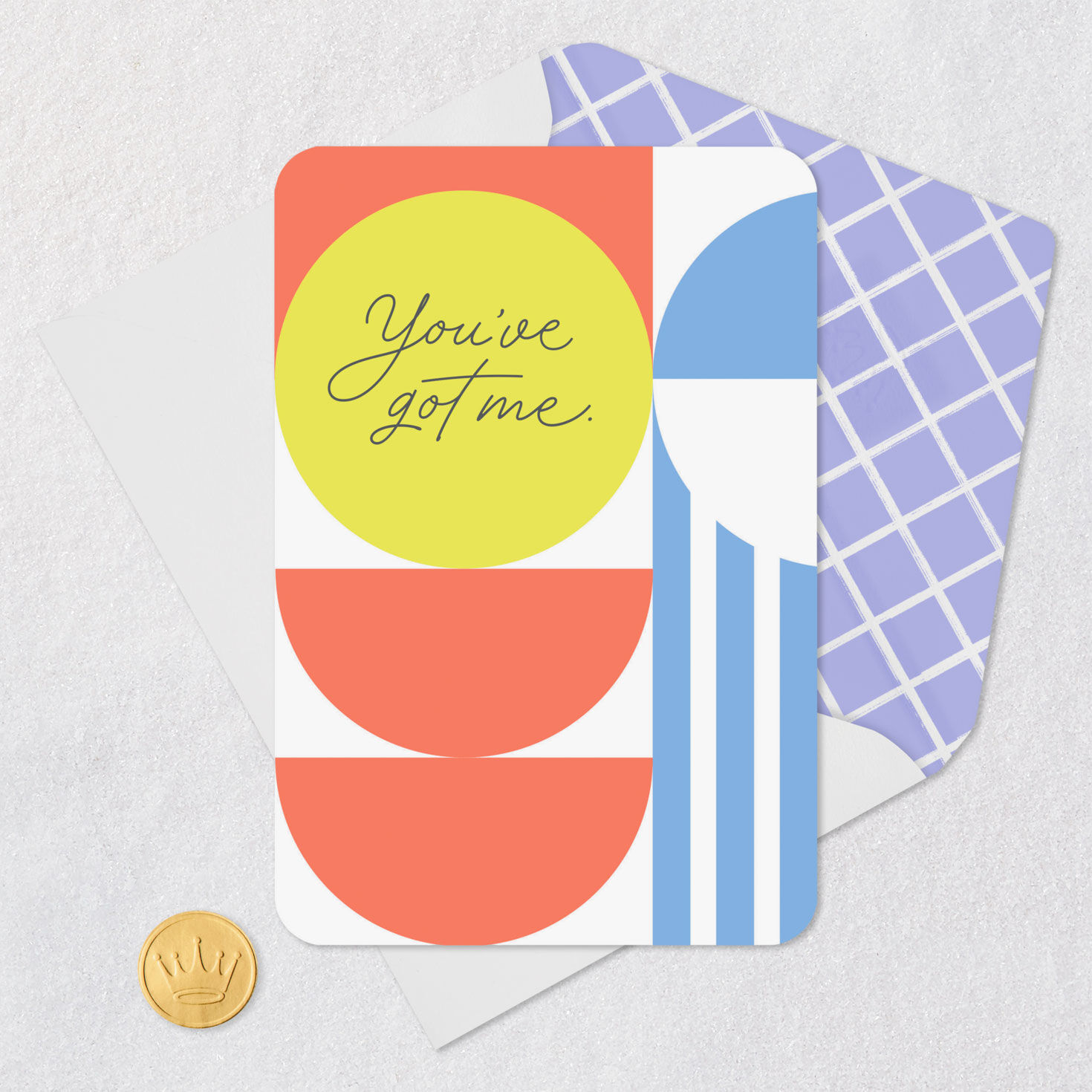Circles and Stripes You've Got Me Encouragement Card Card Front with Envelope and Gold Seal image number 5