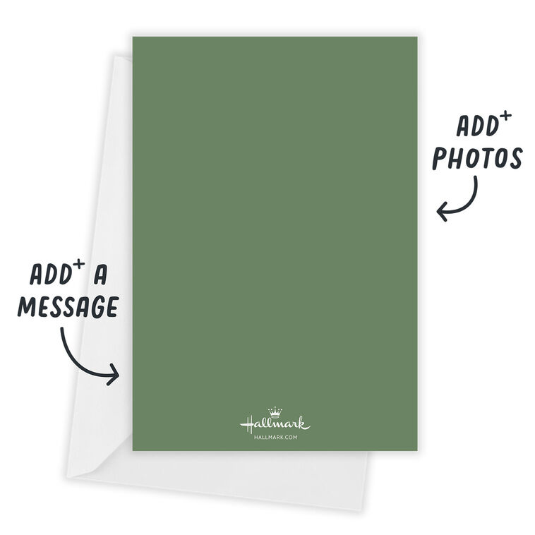 Green Stripes Bow Personalized Holiday Photo Card Card back with Envelope indicating personalization image number 3