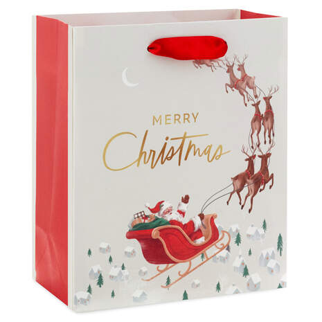 6.5" Santa in Sleigh Small Christmas Gift Bag, , large