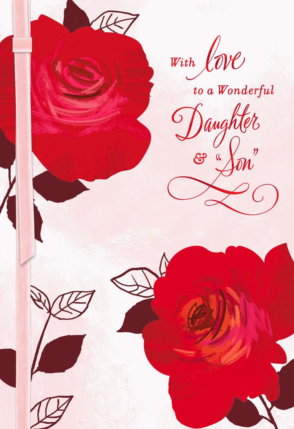 Two Roses Valentine's Day Card for Daughter and Son-in-Law