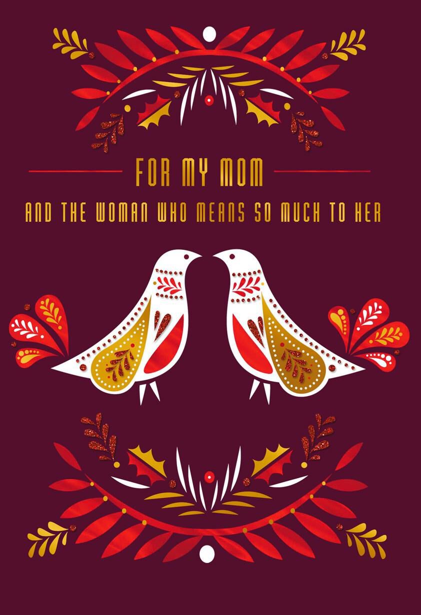 Beautiful Birds Christmas Card for Mom and Partner