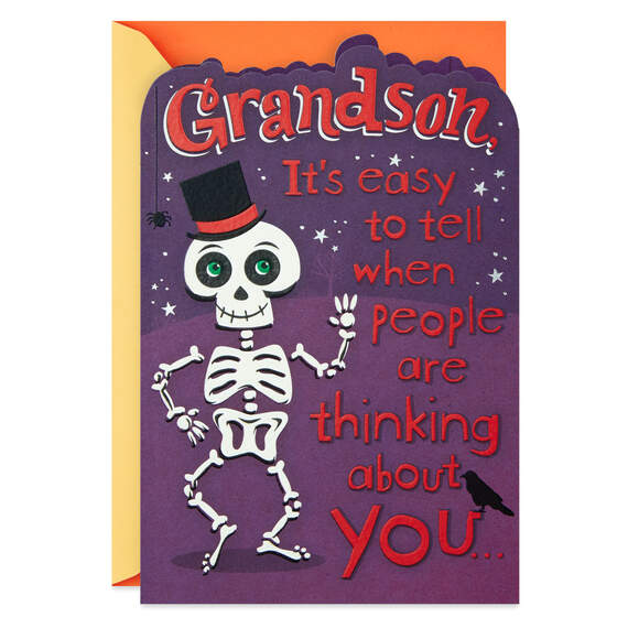 Smiling Skeleton Funny Halloween Card for Grandson, , large image number 1