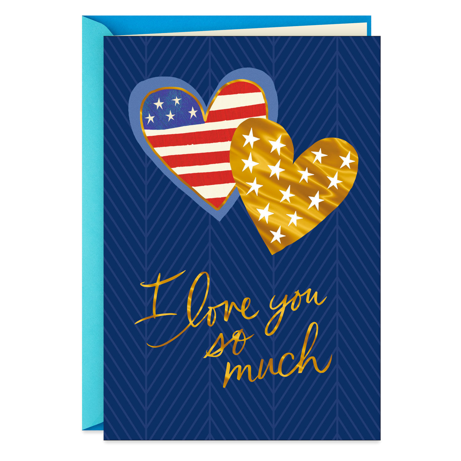 Love You Stars and Stripes Hearts Veterans Day Card