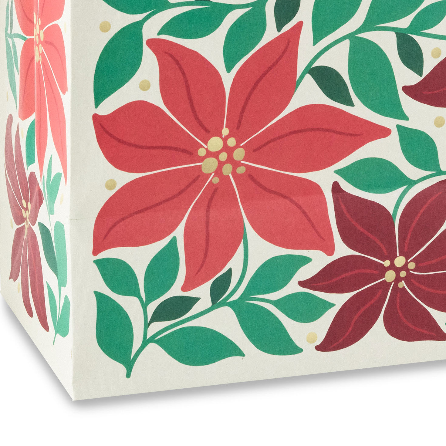 Modern Poinsettia Red Christmas Gift Bag Base/Side Detail image number 5