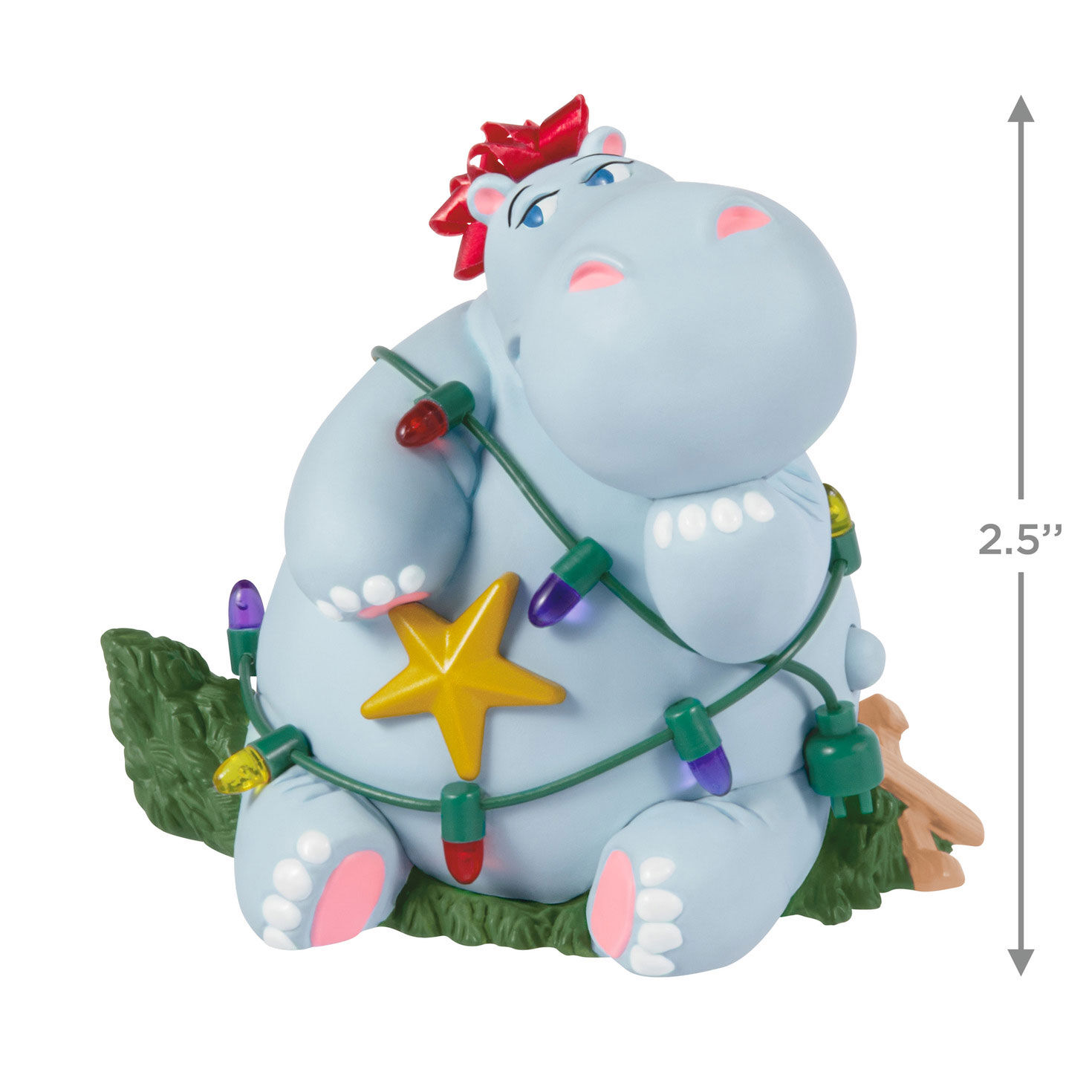 Hippo on Christmas Tree Keepsake Ornament measurement image number 3