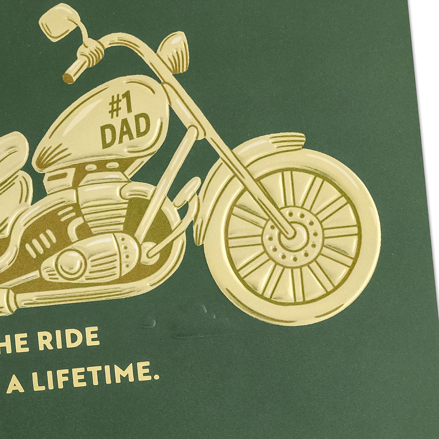Gold Motorcycle on Green Father's Day Card Card Front Detail image number 4