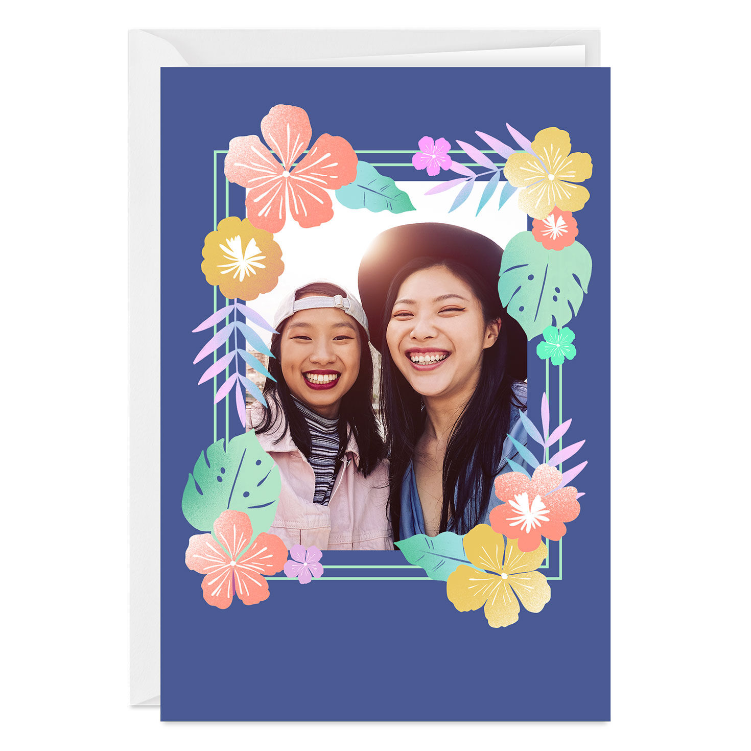 Bold and Bright Floral Frame Custom Card