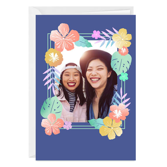 Bold and Bright Floral Frame Folded Photo Card