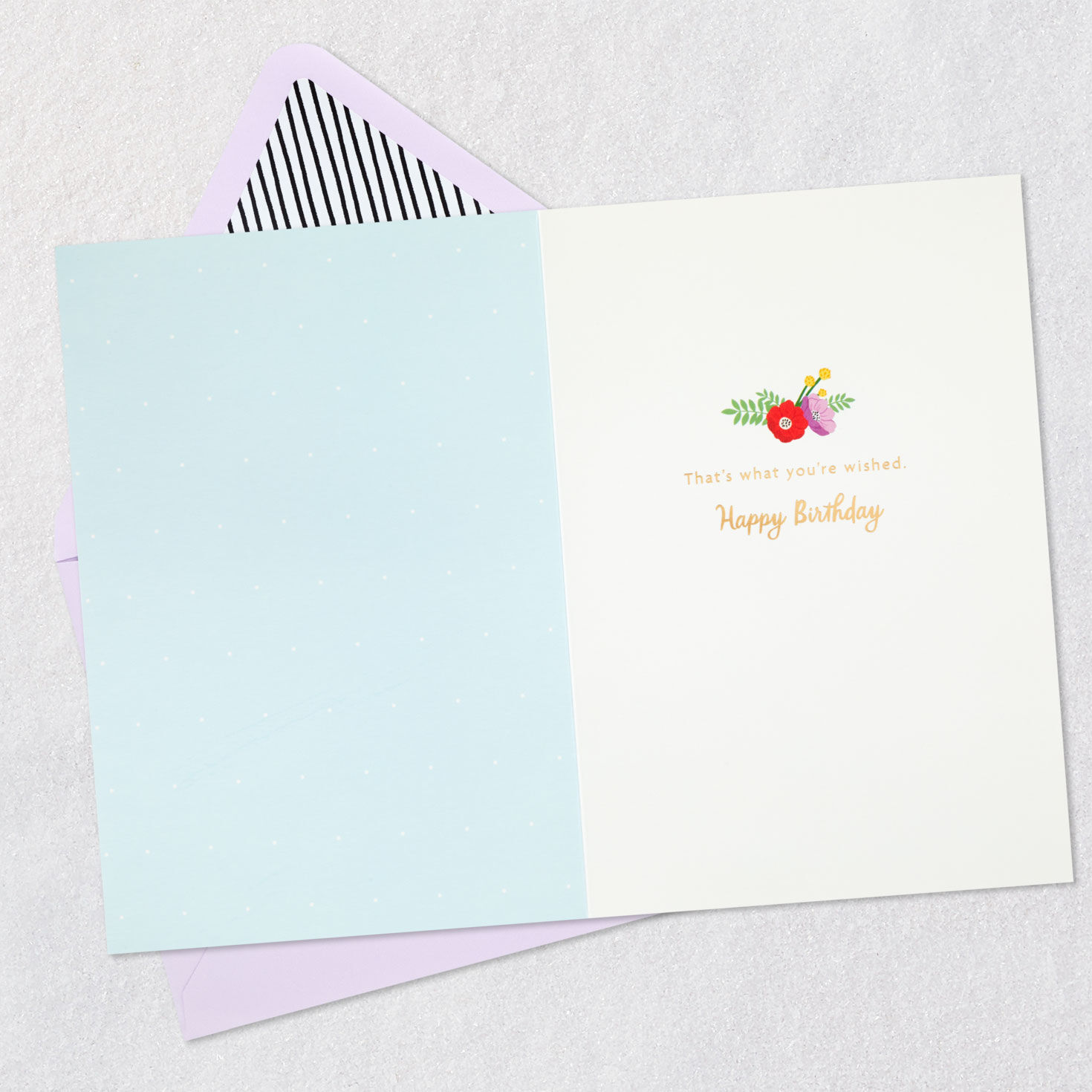 Woman With Flower Bouquet Birthday Card Open card with envelope image number 3