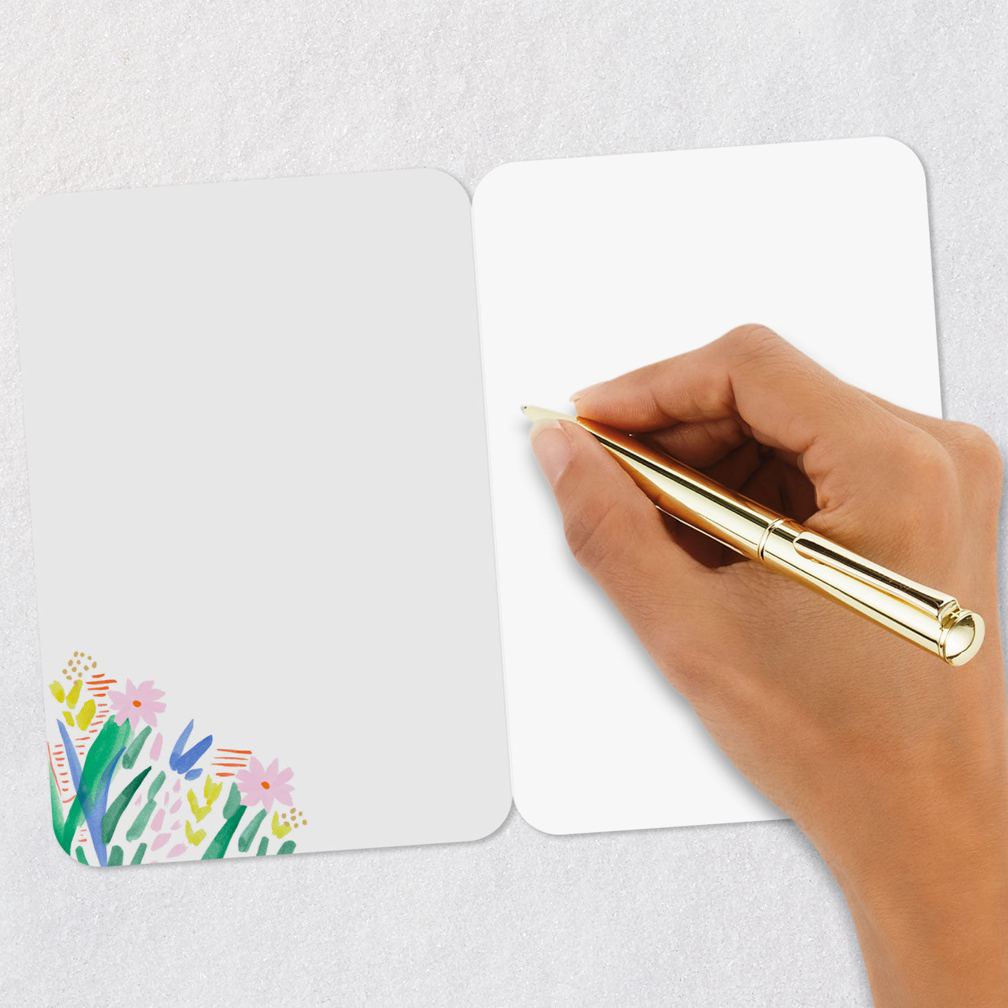 Abstract Watercolor Flowers Blank Card Signing card image number 5