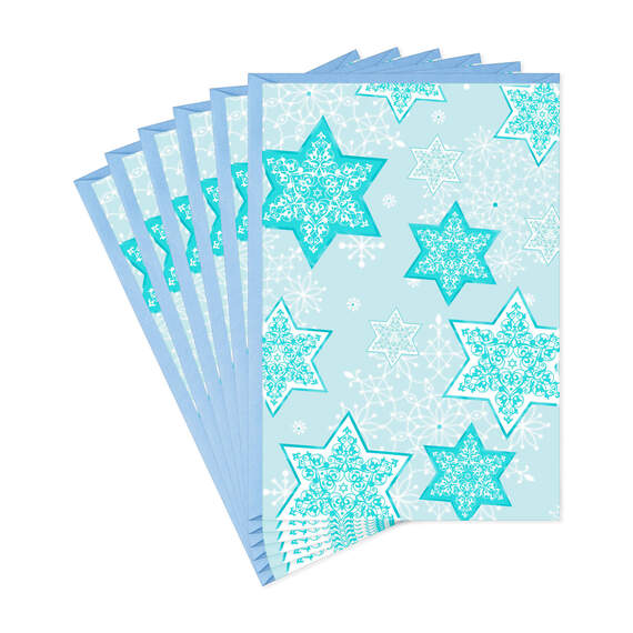 Blue and White Stars of David Hanukkah Cards, Pack of 6