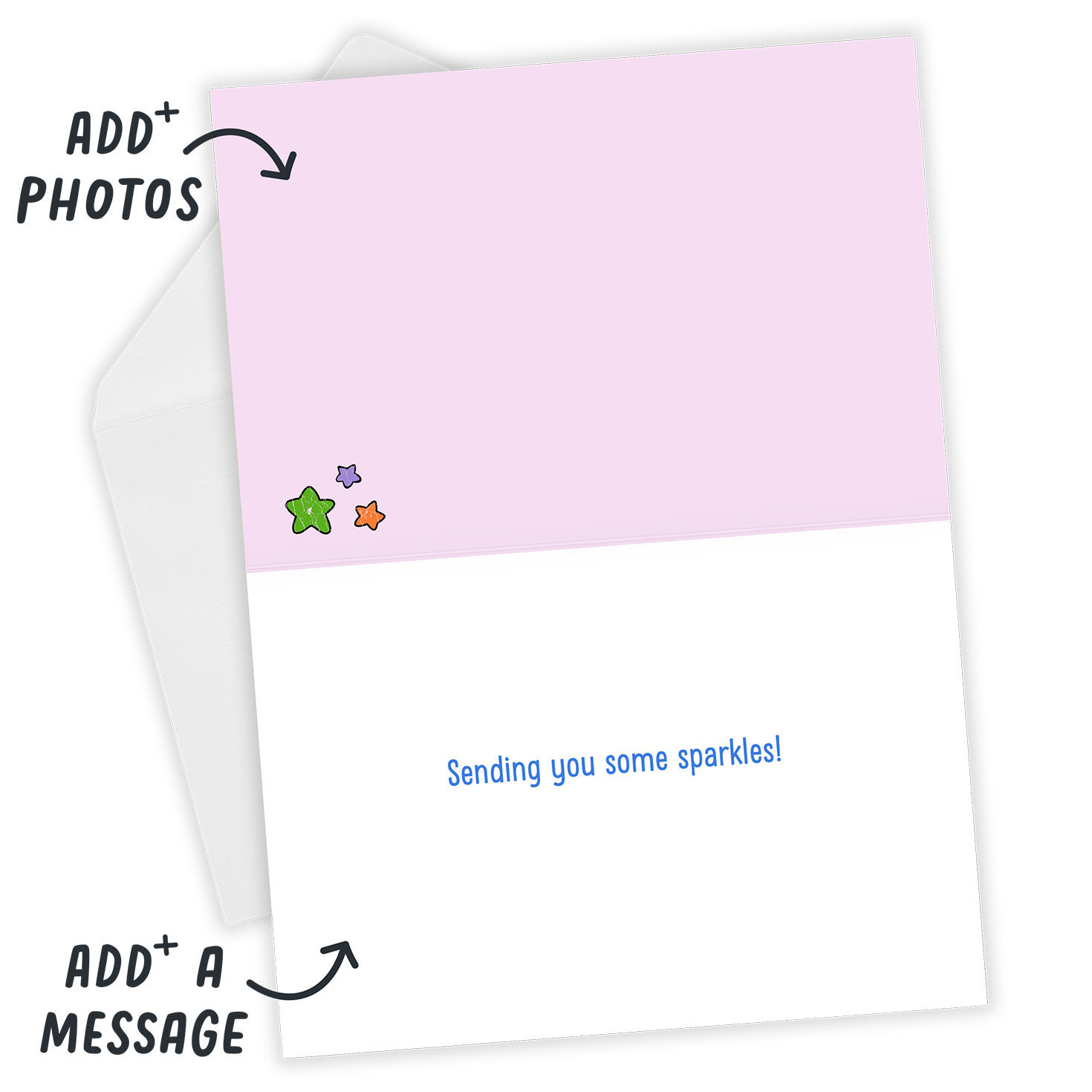 Rainbow Brite Drawing Personalized Card Open Card with Envelope indicating personalization image number 3