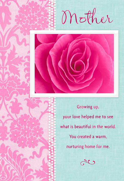 Pink Rose and Border Birthday Card for Mom, , large image number 1