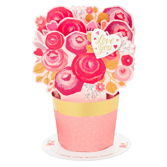 Love You Flower Vase 3D Pop-Up Valentine's Day Card, , large image number 2