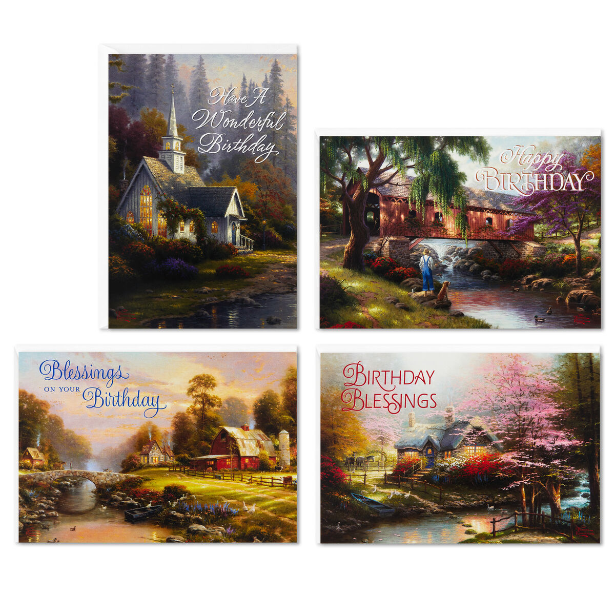 Thomas Kinkade Assorted Religious Birthday Cards, Box of 12 - Boxed ...