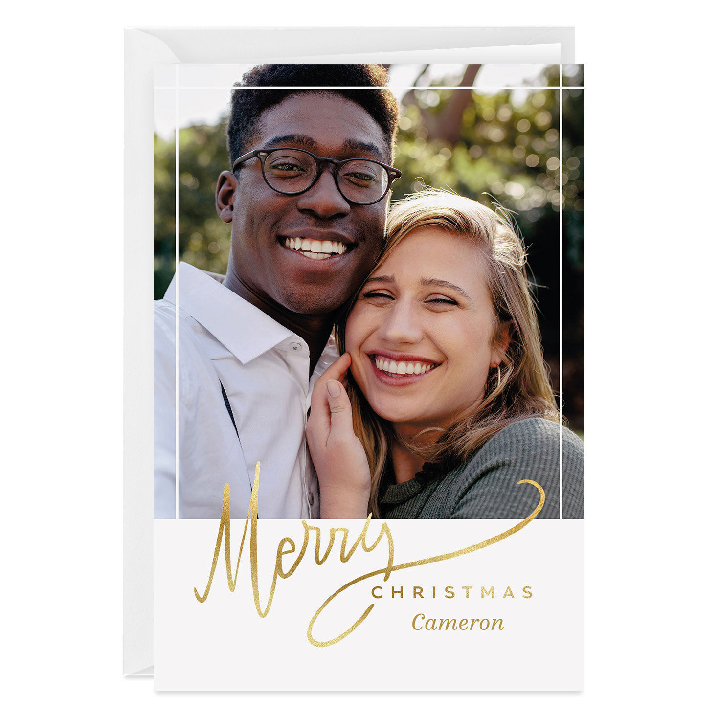 Personalized Elegant Merry Christmas Photo Card, , large image number 1