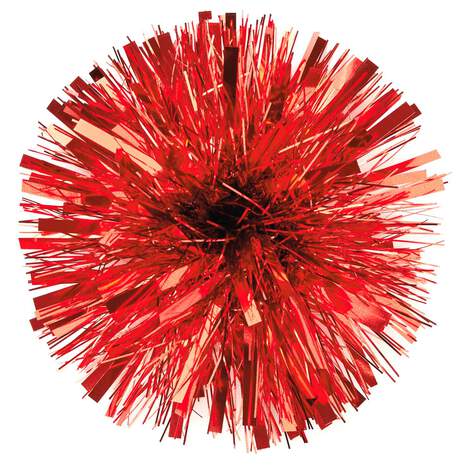 Red Metallic Pom Pom Gift Bow, 5", , large