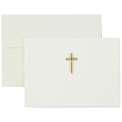 Gold Cross Religious Note Cards, Box of 20, 