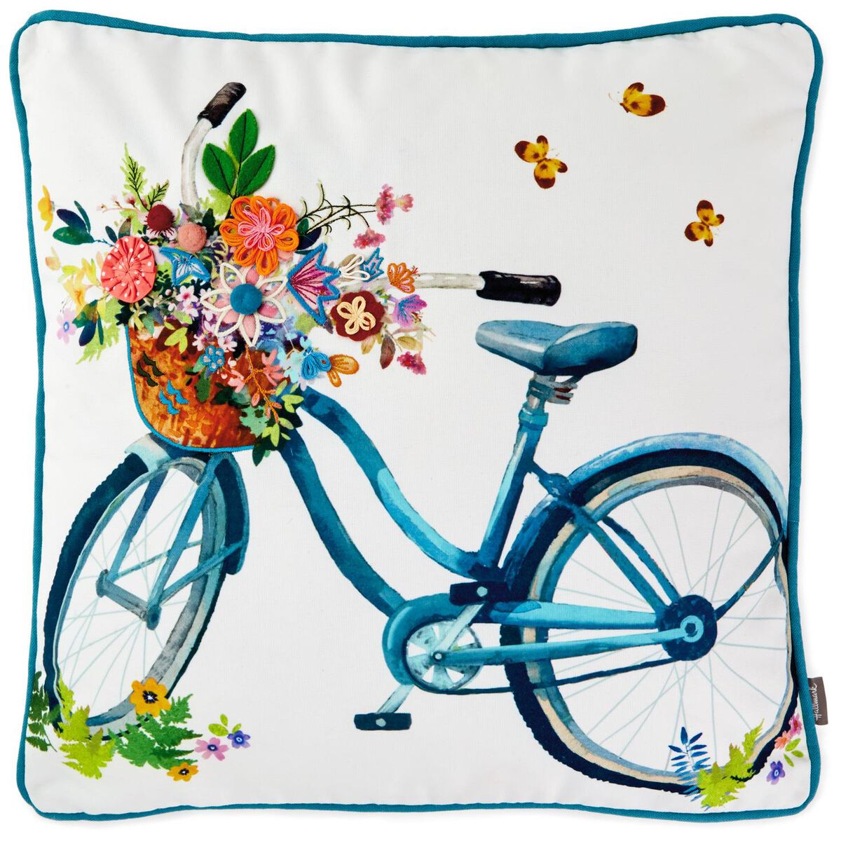 Bicycle With Flowers Throw Pillow, 18x18 - Pillows & Blankets - Hallmark