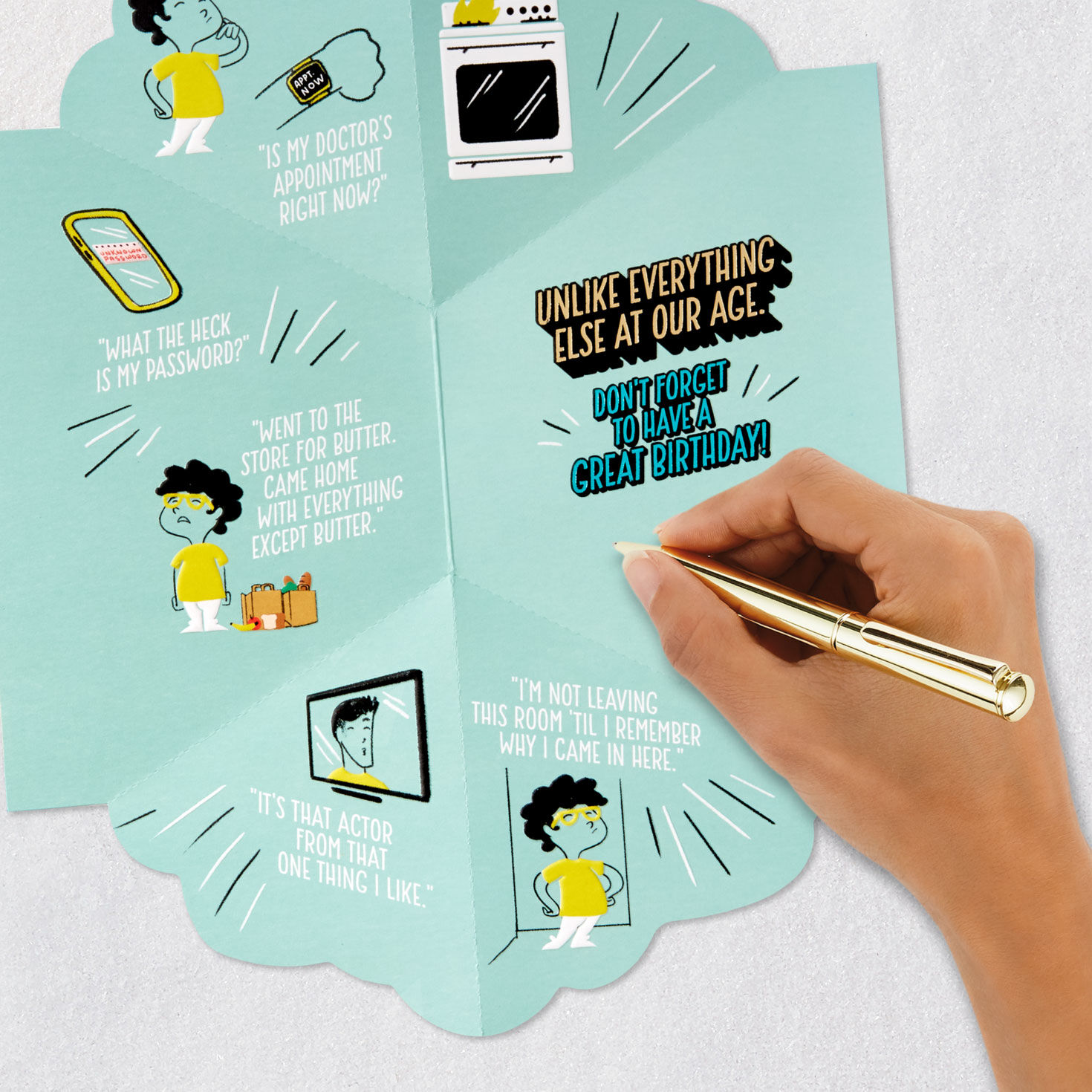 Forgetful Moments Funny Pop-Up Birthday Card Signing card image number 6