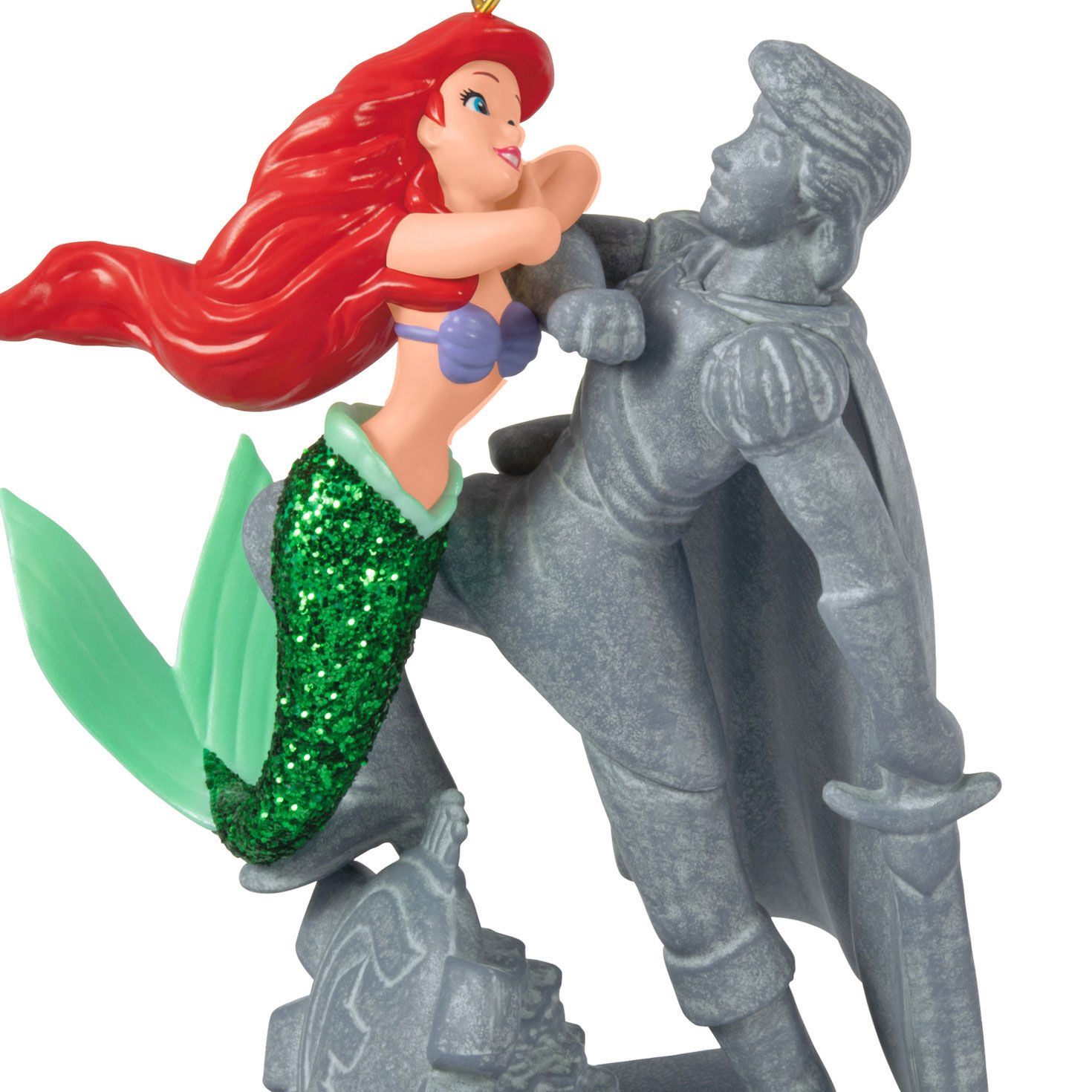 Little Mermaid Ariel and Prince Keepsake Ornament closeup view image number 5