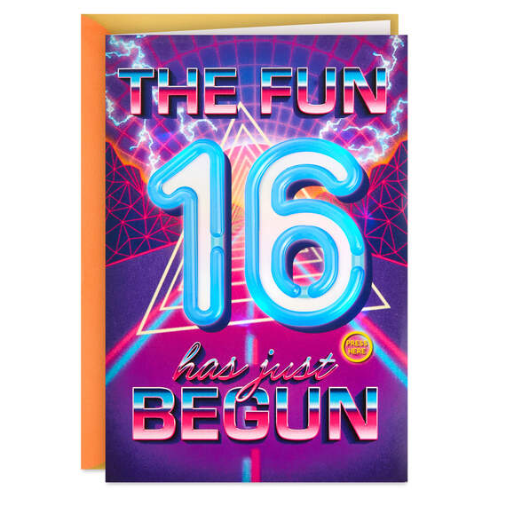 The Fun Has Begun Musical Light-Up 16th Birthday Card, , large image number 1