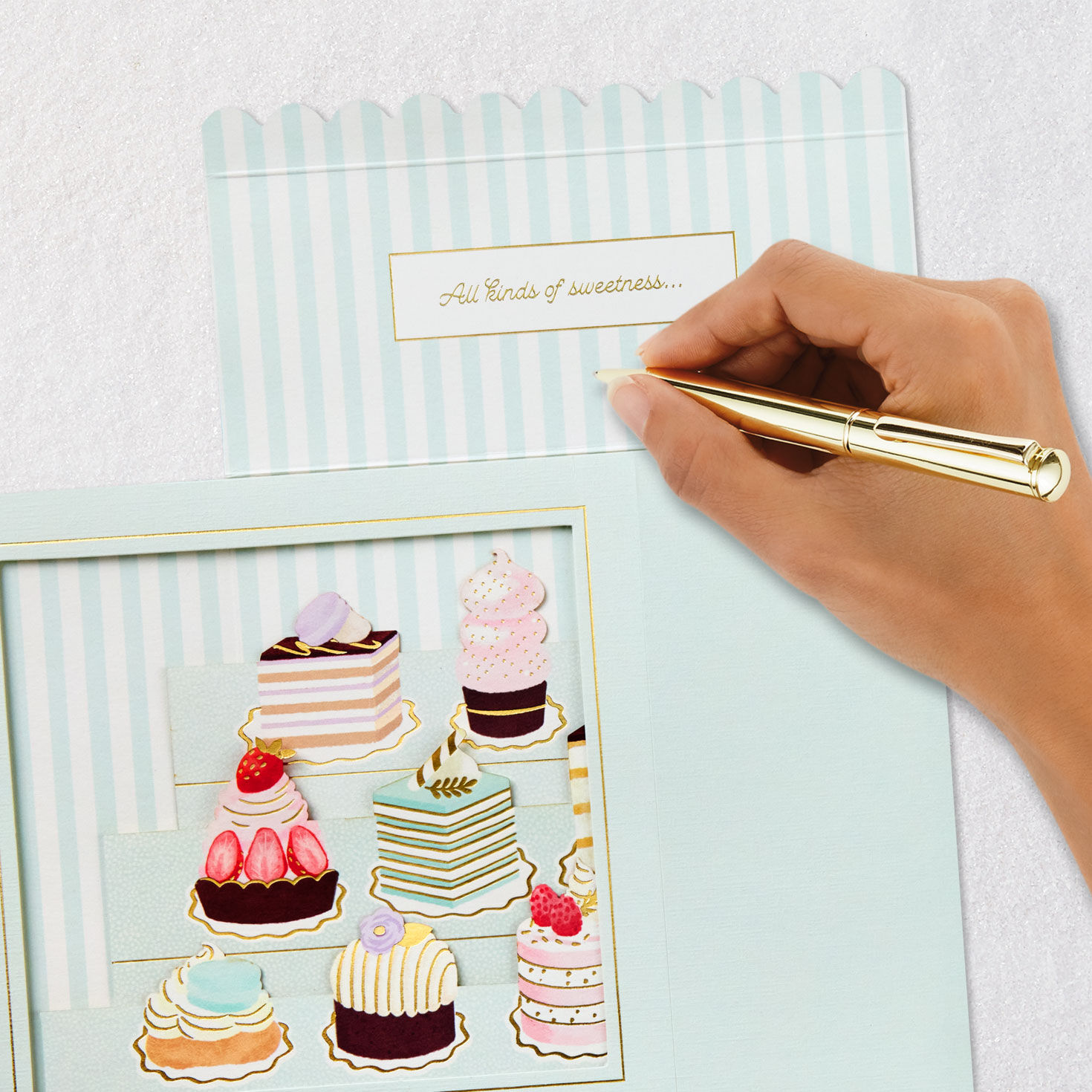 Vintage Cakes Dessert Display Pop-Up Birthday Card Signing card image number 6