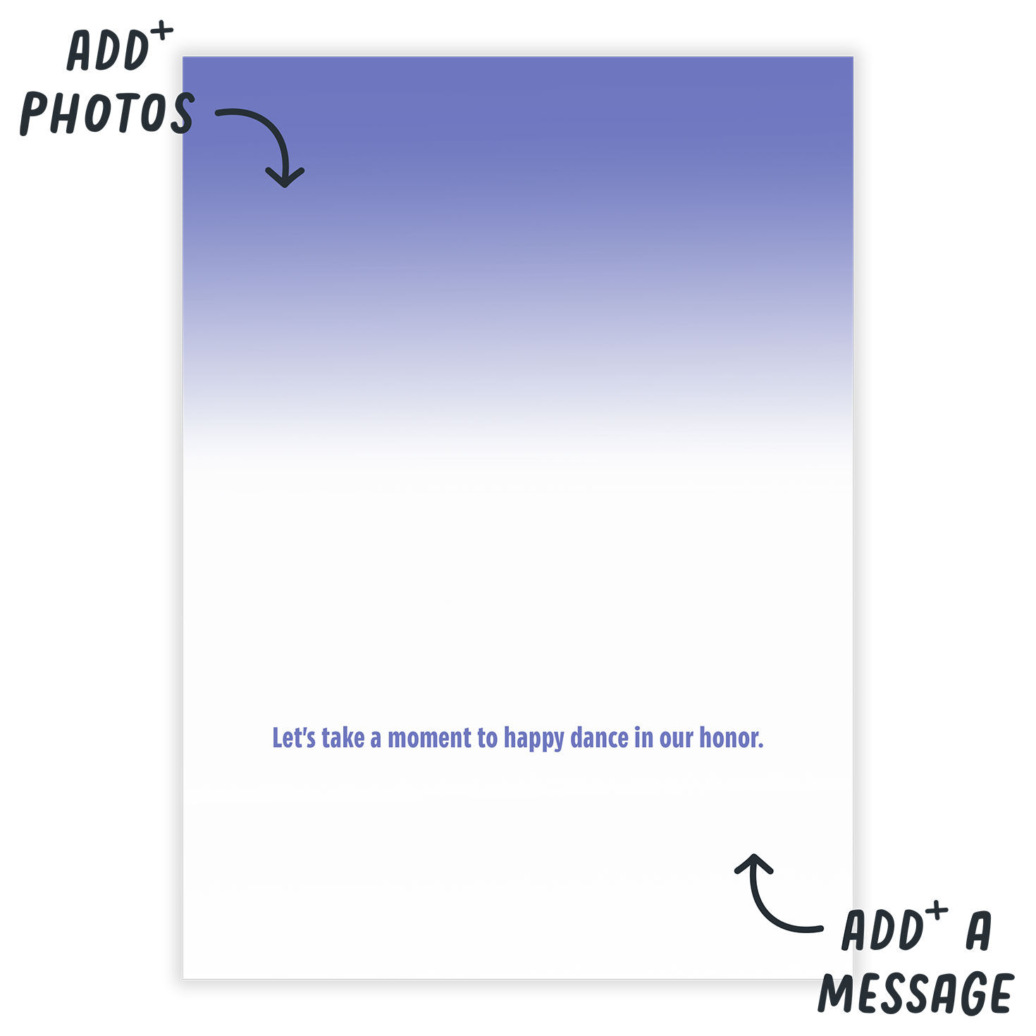 Purple Happy Friendiversary Personalized Card Open Card indicating personalization image number 3