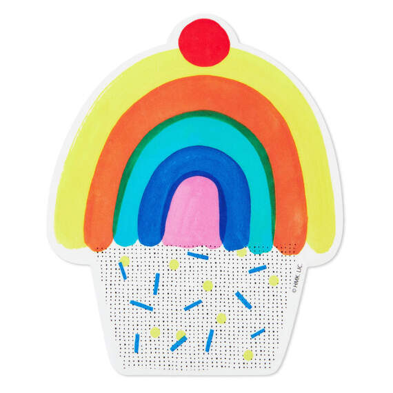 Cupcake with Rainbow Icing Vinyl Decal, , large image number 1