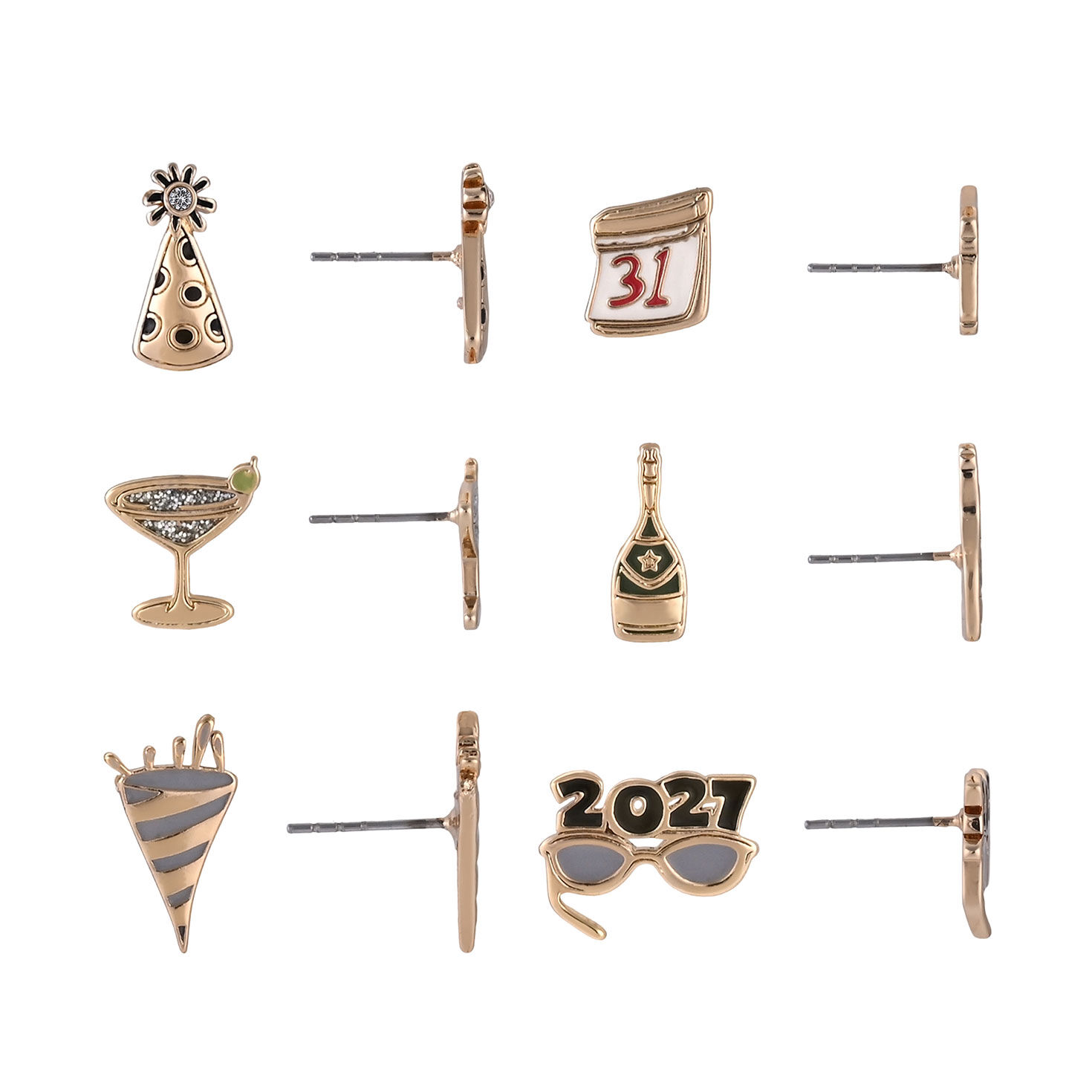 6-pair New Year's Eve Earring Set front and side image number 2