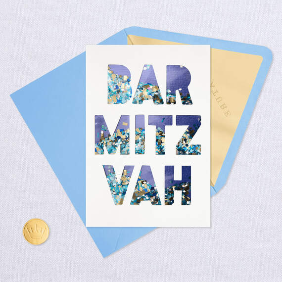 Best Day Ever Confetti Bar Mitzvah Card, , large image number 5